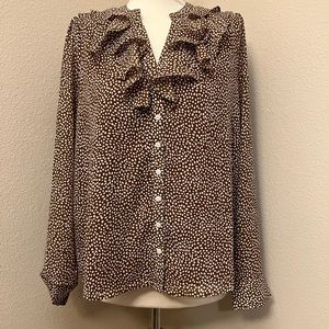 JCrew Soft Gauze Ruffle Button Up Shirt Sz Large